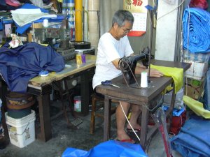 Sewing of yellow flag