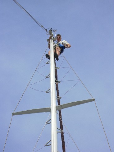 Hoog in de mast